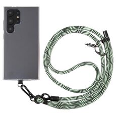 Cordino a tracolla in nylon con catena da collo anti-smarrimento per telefono con trama S da 8 mm, lunghezza regolabile: circa 75-135 cm (nero verde)