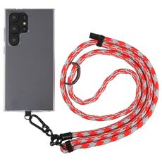 Cordino a tracolla in nylon con catena da collo regolabile anti-smarrimento da 8 mm, lunghezza regolabile: circa 75-135 cm (grigio rosso)