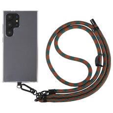 Cordino a tracolla in nylon con catena da collo regolabile anti-smarrimento da 8 mm, lunghezza regolabile: circa 75-135 cm (verde marrone)