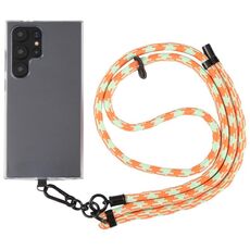 Cordino a tracolla in nylon con catena regolabile anti-smarrimento per telefono da 8 mm, lunghezza regolabile: circa 75-135 cm (verde menta arancione)
