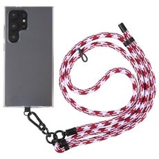 Cordino a tracolla in nylon con catena da collo regolabile anti-smarrimento da 8 mm, lunghezza regolabile: circa 75-135 cm (bianco rosso)