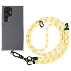 Cordino a tracolla in nylon con catena anti-smarrimento per telefono regolabile da 8 mm, lunghezza regolabile: circa 75-135 cm (giallo rosa)