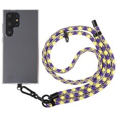 Cordino a tracolla in nylon con catena anti-smarrimento per telefono regolabile da 8 mm, lunghezza regolabile: circa 75-135 cm (giallo viola)