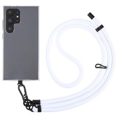 Cordino a tracolla in nylon con catena anti-smarrimento per telefono regolabile in tinta unita da 8 mm, lunghezza regolabile: circa 75-135 cm (bianco)