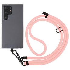 Cordino a tracolla in nylon con catena anti-smarrimento per telefono regolabile in tinta unita da 8 mm, lunghezza regolabile: circa 75-135 cm (rosa)