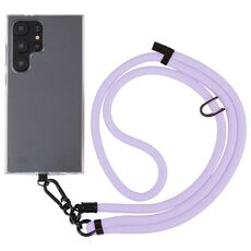 Cordino a tracolla in nylon con catena anti-smarrimento per telefono regolabile in tinta unita da 8 mm, lunghezza regolabile: circa 75-135 cm (viola)