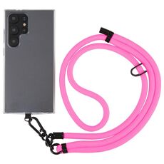 Cordino a tracolla in nylon con catena da collo regolabile in tinta unita da 8 mm, lunghezza regolabile: circa 75-135 cm (rosa rosso)