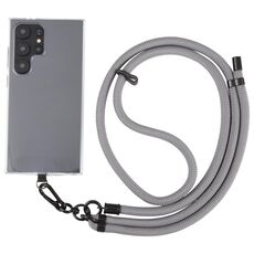 Cordino a tracolla in nylon con catena anti-smarrimento per telefono regolabile in tinta unita da 8 mm (grigio)