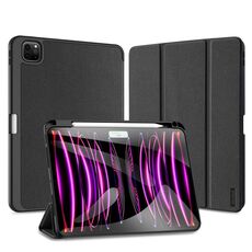Custodia per tablet in pelle magnetica con texture in tessuto per iPad Pro 11 2024 DUX DUCIS Domo (nero)
