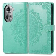 Per OPPO Reno11 Custodia per cellulare in pelle con motivo floreale mandala UE (verde)