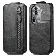 Per OPPO Reno11 Pro Custodia per cellulare in pelle con cerniera verticale a portafoglio con cerniera EU (nera)