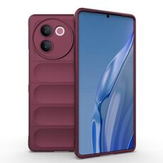 Per vivo V30e 5G Global Magic Shield TPU + custodia per telefono in flanella (vino rosso)