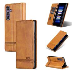 Per Samsung Galaxy S24 5G AZNS Custodia magnetica in pelle di vitello con vibrazione (marrone chiaro)