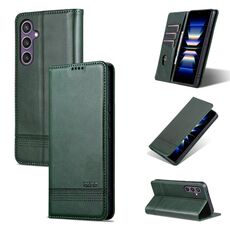 Per Samsung Galaxy S24+ 5G AZNS Custodia magnetica in pelle di vitello con vibrazione (verde scuro)