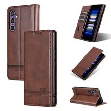Per Samsung Galaxy S24+ 5G AZNS custodia magnetica in pelle di vitello con vibrazione (marrone scuro)