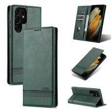 Per Samsung Galaxy S24 Ultra 5G AZNS custodia magnetica in pelle di vitello con vibrazione (verde scuro)