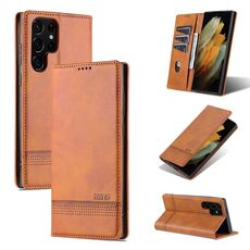 Per Samsung Galaxy S24 Ultra 5G AZNS Custodia magnetica in pelle di vitello con vibrazione (marrone chiaro)