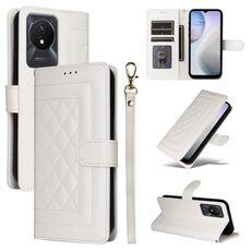 Custodia per cellulare in pelle con reticolo di diamanti per vivo Y02 (bianca)