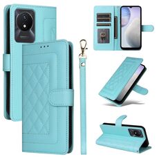 Custodia per cellulare in pelle con reticolo di diamanti per vivo Y02 (verde menta)