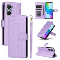 Custodia per cellulare in pelle con reticolo di diamanti per vivo Y03 (viola chiaro)