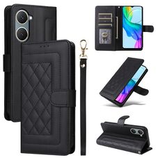 Custodia per cellulare in pelle con reticolo di diamanti per vivo Y03 (nera)