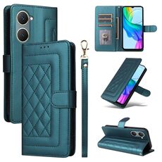 Custodia per cellulare in pelle con reticolo di diamanti per vivo Y03 (verde)