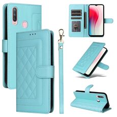Custodia per cellulare in pelle con reticolo diamantato per vivo Y3 / Y17 (verde menta)