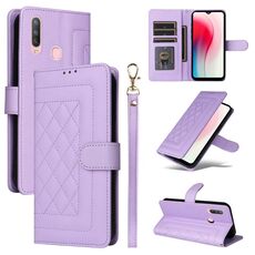 Per vivo Y3 / Y17 Custodia per cellulare in pelle con reticolo diamantato (viola chiaro)