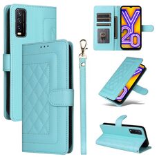Custodia per cellulare in pelle con reticolo diamantato per vivo Y20 / Y20i (verde menta)