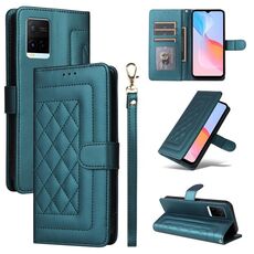 Per vivo Y21 / Y33s Custodia a vibrazione in pelle con reticolo di diamanti (verde)