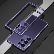 Per Samsung Galaxy S24 Ultra 5G Proteggi lente serie Aurora + Custodia per telefono con struttura in metallo (viola argento)
