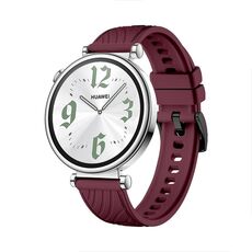Per Huawei Watch GT 4 Cinturino in silicone con fibbia nera struttura da 18 mm (vino rosso)