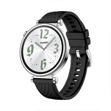 Per Huawei Watch GT 4 Cinturino in silicone con fibbia argentata da 18 mm (nero)