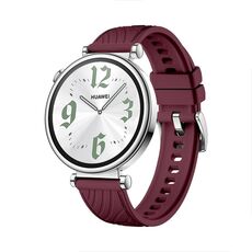 Per Huawei Watch GT 4 Cinturino in silicone con fibbia argentata da 18 mm (vino rosso)