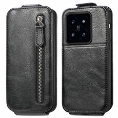 Per Xiaomi 14 Custodia per cellulare in pelle con chiusura verticale a portafoglio con cerniera (nera)