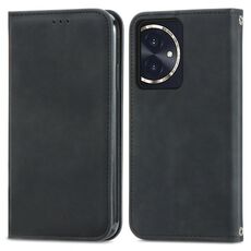 Per Honor 100 Custodia per telefono in pelle con vibrazione magnetica retrò Skin Feel (nera)