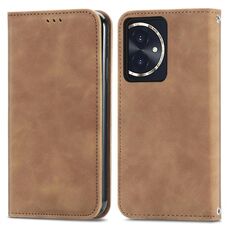 Per Honor 100 Custodia per telefono in pelle con vibrazione magnetica retrò Skin Feel (marrone)