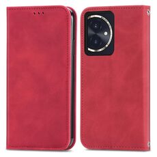 Per Honor 100 Custodia per telefono in pelle con vibrazione magnetica retrò Skin Feel (rossa)