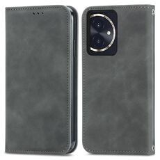 Per Honor 100 Custodia per telefono in pelle con vibrazione magnetica retrò Skin Feel (grigio)