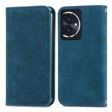 Per Honor 100 Custodia per telefono in pelle con vibrazione magnetica retrò Skin Feel (blu)