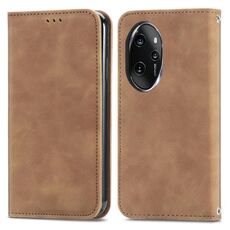 Per Honor 100 Pro Custodia per telefono in pelle con vibrazione magnetica retrò Skin Feel (marrone)