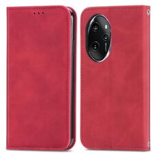 Per Honor 100 Pro Custodia per telefono in pelle con vibrazione magnetica retrò Skin Feel (rossa)