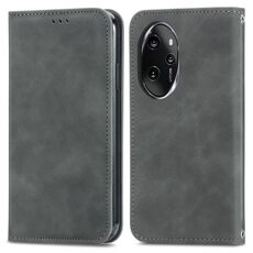 Per Honor 100 Pro Custodia per telefono in pelle con vibrazione magnetica retrò Skin Feel (grigio)