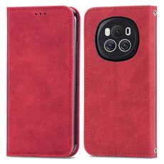 Custodia per telefono in pelle con vibrazione magnetica retro Skin Feel per Honor Magic6 (rossa)