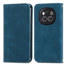 Per Honor Magic6 Custodia per telefono in pelle con vibrazione magnetica retrò Skin Feel (blu)