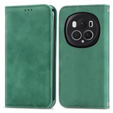 Custodia per telefono in pelle con vibrazione magnetica retro Skin Feel per Honor Magic6 Pro (verde)