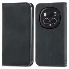 Per Honor Magic6 Pro Custodia per telefono in pelle con vibrazione magnetica retrò Skin Feel (nera)