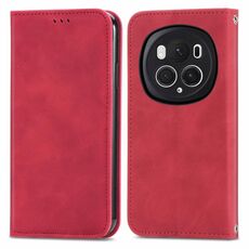 Per Honor Magic6 Pro Custodia per telefono in pelle con vibrazione magnetica retrò Skin Feel (rossa)