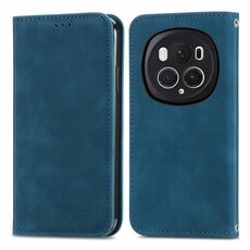 Per Honor Magic6 Pro Custodia per telefono in pelle con vibrazione magnetica retrò Skin Feel (blu)