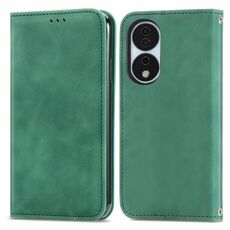 Custodia per telefono in pelle con vibrazione magnetica retrò Skin Feel per Honor X7b (verde)